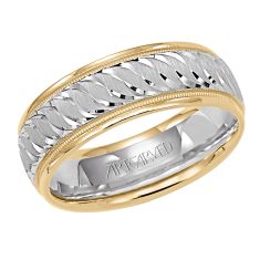 ArtCarved Two-Tone Engraved Comfort Fit Wedding Band 7mm