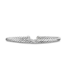 David Yurman Cable Flex X Station Bracelet in Sterling Silver with Diamonds, 4mm