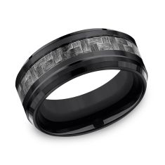 Black Titanium and Grey Carbon Fiber Comfort Fit Wedding Band 9mm