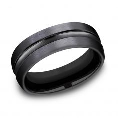 Black Titanium 7.5mm Center Cut Comfort Fit Wedding Band