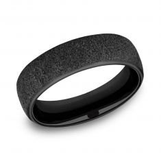 Black Titanium Concrete Texture Comfort Fit Band 6.5mm