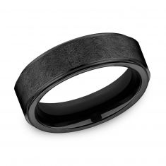 Black Titanium Swirl Center Drop Edge Comfort Fit Wedding Band 7mm