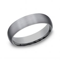 Grey Tantalum Satin Finish Domed Comfort Fit Wedding Band 6mm