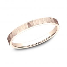 14k Rose Gold 2mm Hammered Band