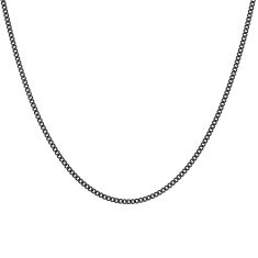 Black Ion-Plated Stainless Steel 2mm Curb Chain Necklace
