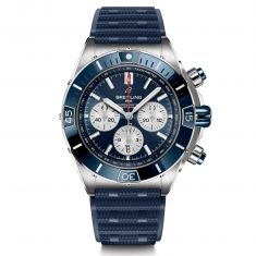 Breitling Super Chronomat B01 44 Blue Dial Rubber Strap Watch AB0136161C1S1