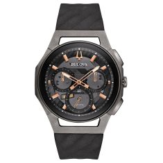 Bulova CURV Chronograph Black and Titanium Watch 98A162