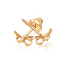 Child's Bow Yellow Gold Stud Earrings