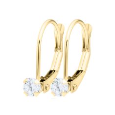 Child's Cubic Zirconia Yellow Gold Leverback Earrings