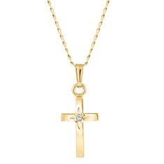 Child's Gold-Filled Diamond Cross Pendant Necklace