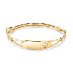 Child's Gold-Filled ID with Cross Adjustable Bangle Bracelet