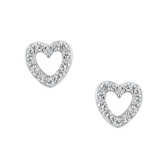 Child's Sterling Silver Cubic Zirconia Heart Stud Earrings