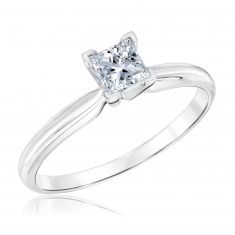 1/2ct Princess Diamond Solitaire White Gold Engagement Ring - Solitaire Collection