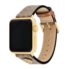 COACH Apple Watch Strap Tan Signature Canvas and Tea Rose Charm 38mm, 40mm and 41mm - 14700235