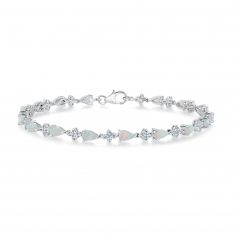 Created Opal and Created White Sapphire Sterling Silver Bracelet