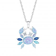 Created Opal, Created Sapphire and Created Topaz Crazy Crab Pendant