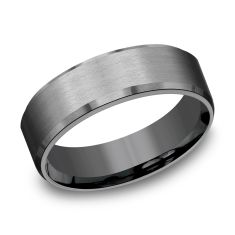 Darkened Tantalum Satin Finish Bevel Edge Comfort Fit Band 7mm