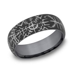 Darkened Tantalum Viking Compass Pattern Comfort Fit Band 8mm