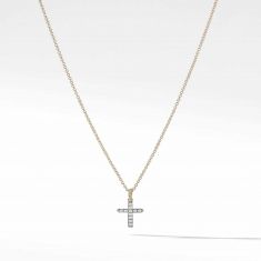 David Yurman Cable Collectibles Cross Necklace with Diamonds in 18k Gold