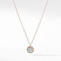 David Yurman Cable Collectibles Pave Charm Necklace with Diamonds in 18k Gold