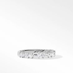 David Yurman DY Infinity Alternating Band Ring in Platinum with Diamonds, 3.3mm
