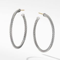 David Yurman Medium Cable Hoop Earrings, 1.5 Inches