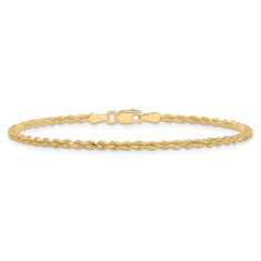 Diamond-Cut Rope 10k Yellow Gold Chain Anklet 2mm