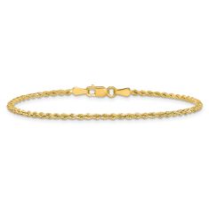 Diamond-Cut Rope 10k Yellow Gold Chain Bracelet 2mm