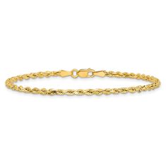 Diamond-Cut Rope 14k Yellow Gold Chain Bracelet 2.5mm