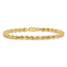 Diamond-Cut Rope 14k Yellow Gold Chain Bracelet 4mm