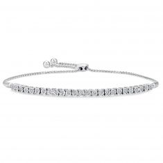 1/4ctw Diamond Sterling Silver Bolo Bracelet