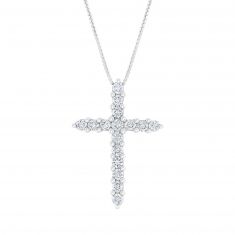 White Gold and Diamond Cross Pendant Necklace 1/2ctw