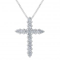White Gold Diamond Cross Pendant Necklace 1/4ctw