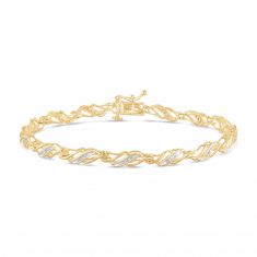 Diamond Yellow Gold Link Bracelet 1/10ctw