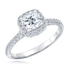Downton Abbey 1 5/8ctw Cushion Lab Grown Diamond Halo White Gold Engagement Ring | Lady Edith