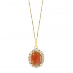 Effy Opal and Diamond Yellow Gold Pendant Necklace 1/5ctw