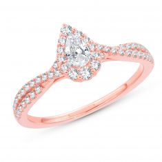 1/2ctw Pear Diamond Halo Rose Gold Engagement Ring | Glow Collection