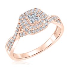 1/2ctw Cushion-Shaped Diamond Composite Twist Band Rose Gold Engagement Ring - Glow Collection