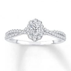 1/2ctw Oval Diamond Halo Engagement Ring | Couture Collection