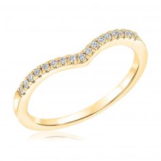1/10ctw Diamond Curved Yellow Gold Wedding Band | Embrace Collection