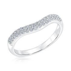 1/4ctw Round Diamond Double Row Curved White Gold Wedding Band | Embrace Collection