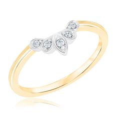 1/20ctw Round Diamond Demi Halo Yellow Gold Curved Wedding Band - Embrace Collection
