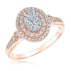 3/8ctw Oval Diamond Composite Rose Gold Engagement Ring | Harmony Collection
