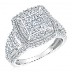 1 1/2ctw Princess Diamond Composite White Gold Engagement Ring | Harmony Collection