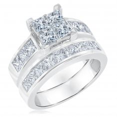 3ctw Princess Diamond Composite Engagement and Wedding Ring Set | Harmony Collection