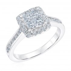 1ctw Princess Diamond Composite White Gold Engagement Ring | Harmony Collection