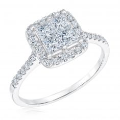 1ctw Princess Diamond Composite White Gold Engagement Ring | Harmony Collection