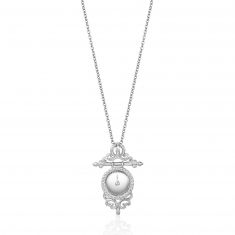 Enchanted Disney Vault Cinderella Diamond Clock Pendant Necklace 1/10ctw