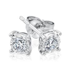 1/3ctw Round Diamond Solitaire Sterling Silver Earrings - Endless Sparkle