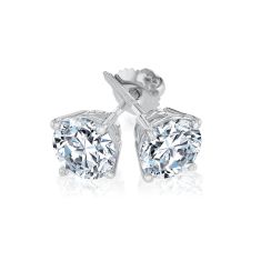 3ctw Round Lab Grown Diamond Solitaire 14k White Gold Stud Earrings